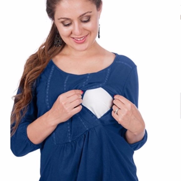 HUGE MOVING SALE!! NEW! 3/4 Sleeve Maternity Nursing Breastfeeding Top - Picture 2 of 6
